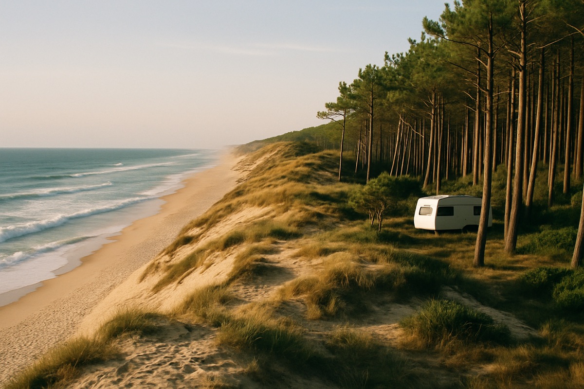 Landschaft der Region Französische Atlantikküste – Symbolbild für Camping